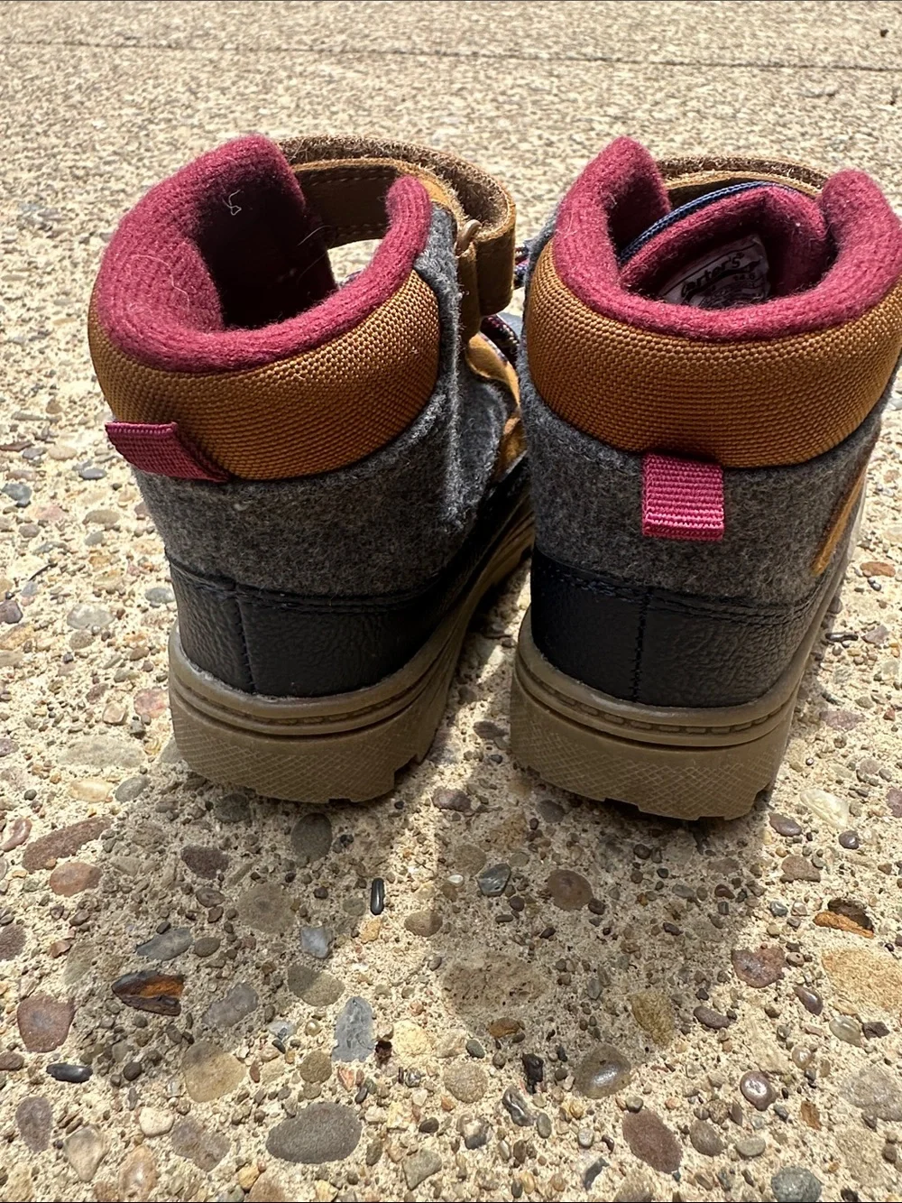 Carters Navy and Tan Winter Boots with Burgundy Lining 8 M